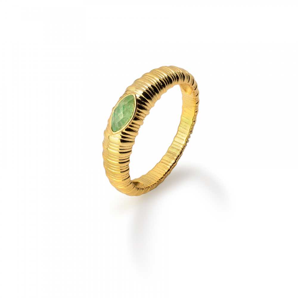 кольцо  botanica с авантюрином в позолоте